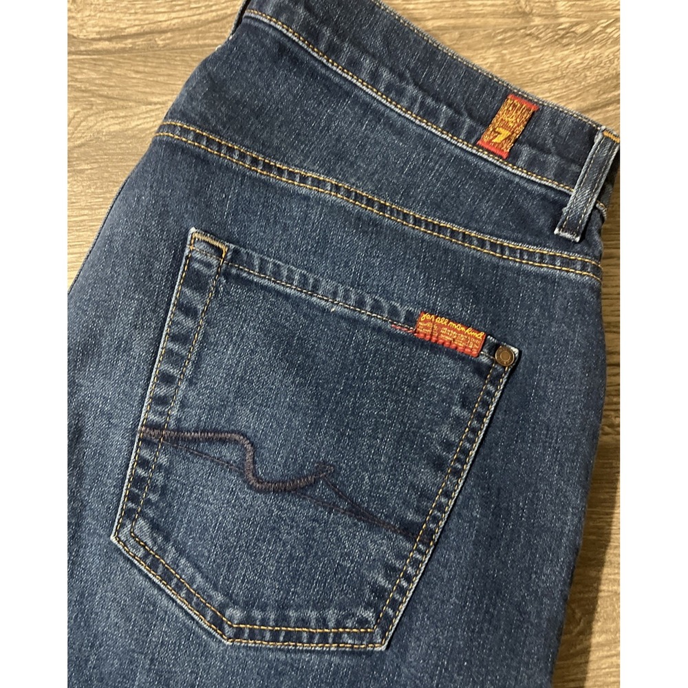 7 For All Mankind The Straight Foolproof Denim Dark Wash Blue Jeans Size 34x30